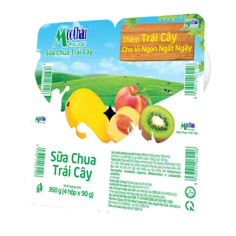 Sữa chua ăn Mộc Châu trái cây vỉ 4*90gr