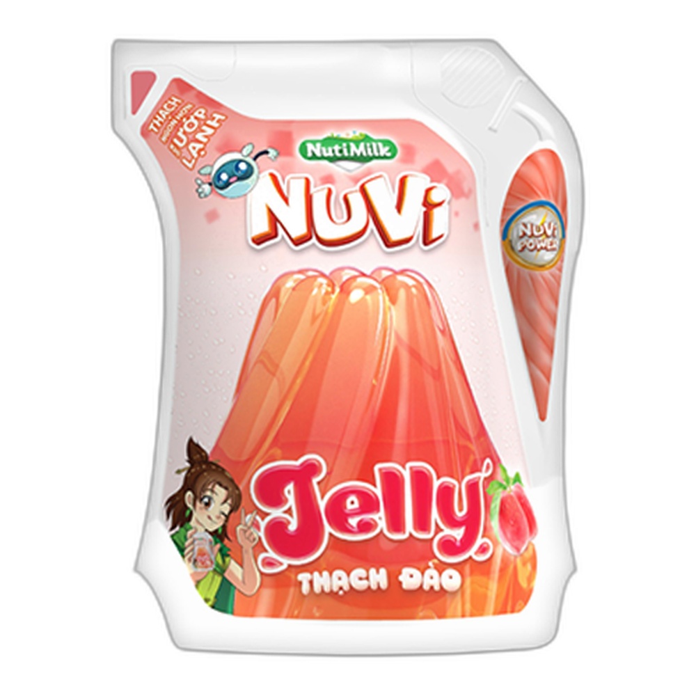 Nuvi Jelly thạch trái cây đào túi 90ml/24