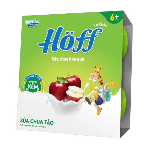 Sữa chua ăn Hoff vị táo lốc 4*55gr