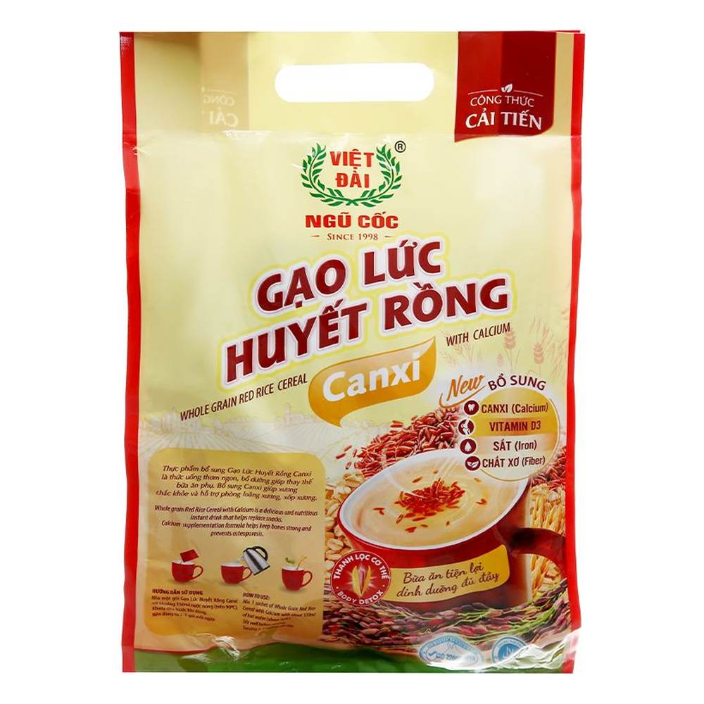 Gạo lứt huyết rồng canxi Việt Đài gói 450g/18