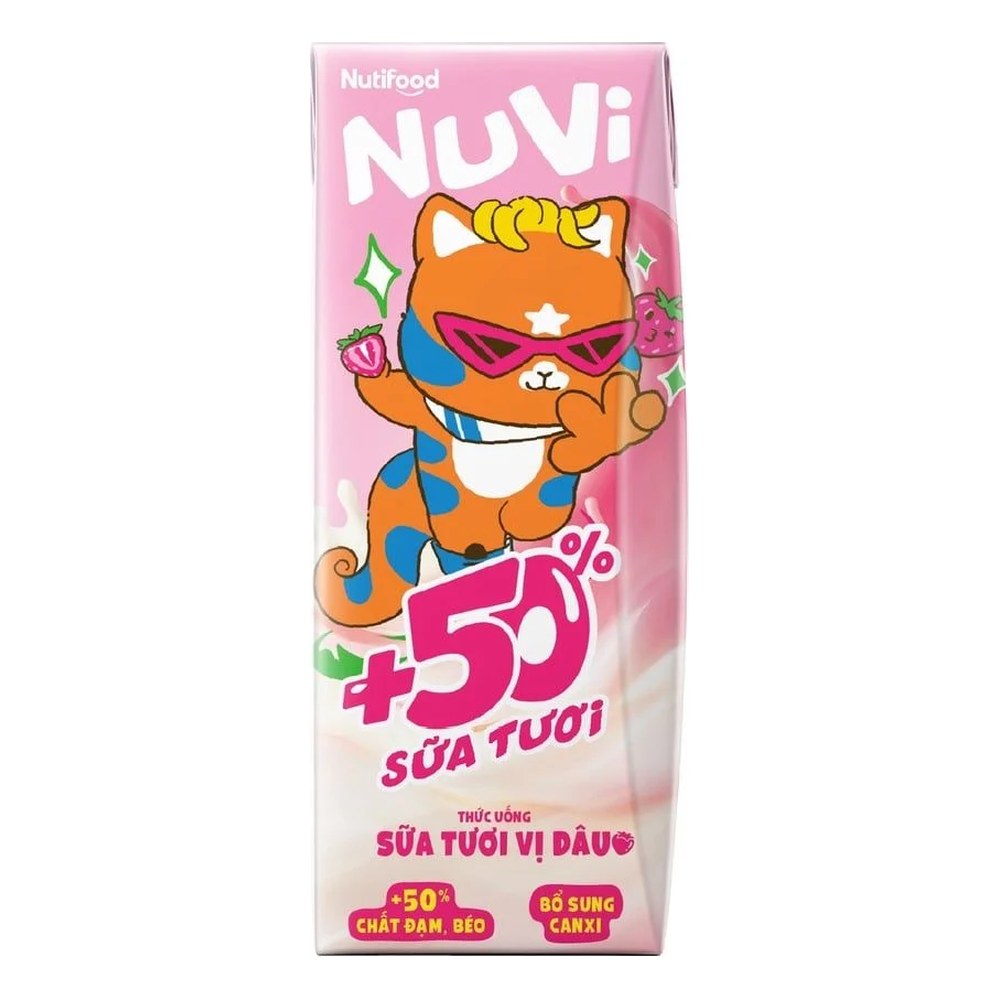 Thức uống sữa tươi trái cây Nuvi vị dâu lốc 4*180ml