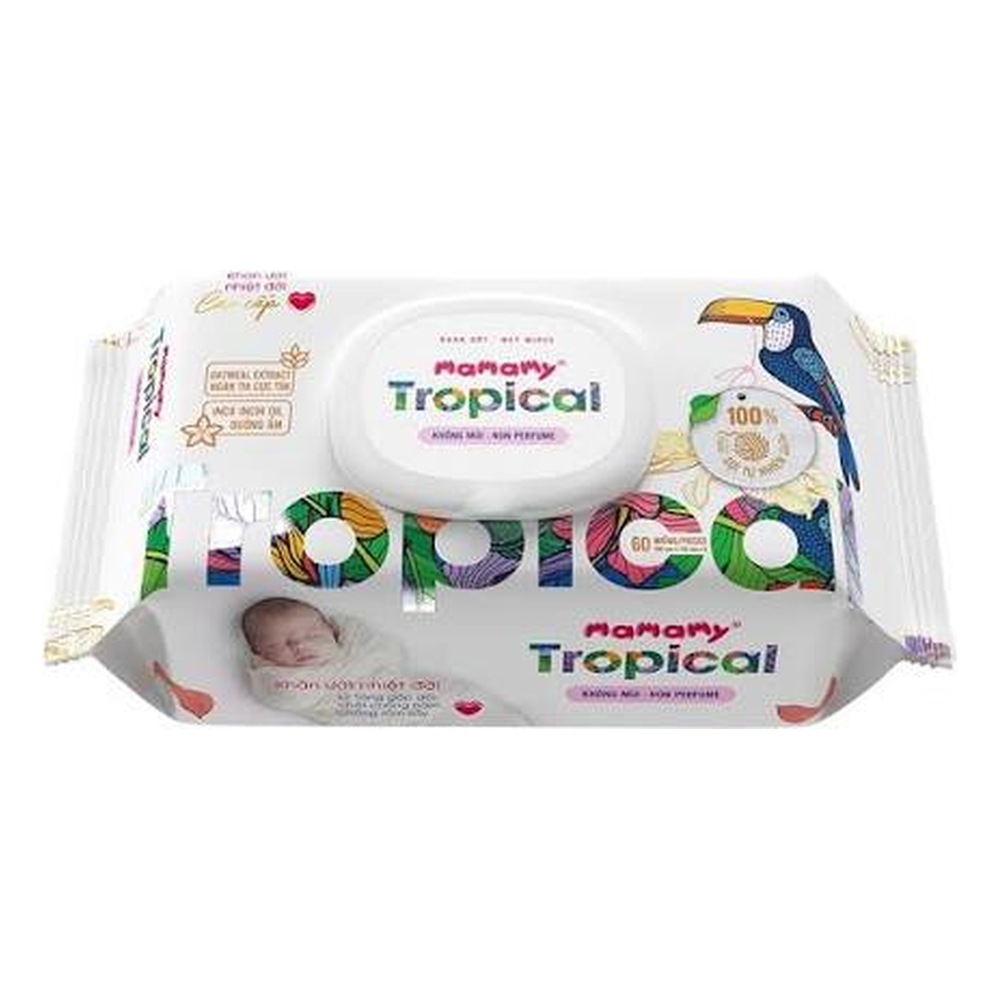 Khăn ướt Mamamy Tropical 90 tờ không mùi mua 2 tặng 1 _Tem