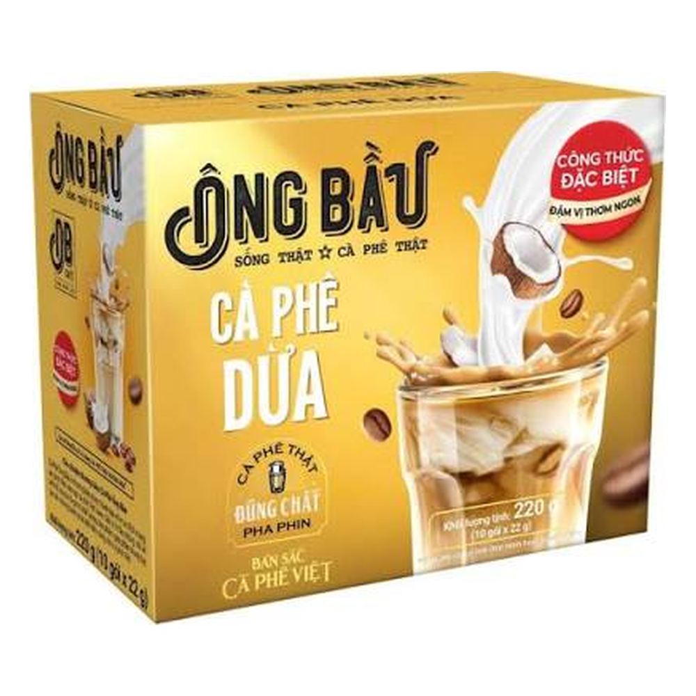 Cà phê dừa hòa tan Ông Bầu 220gr/24