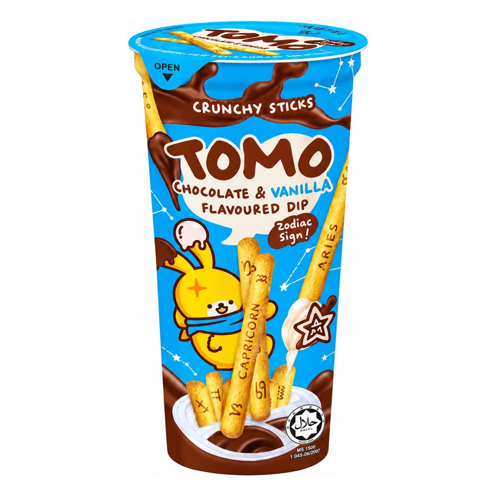 Bánh quy giòn Tomo chấm sốt sô cô la và vani ly 40gr/10