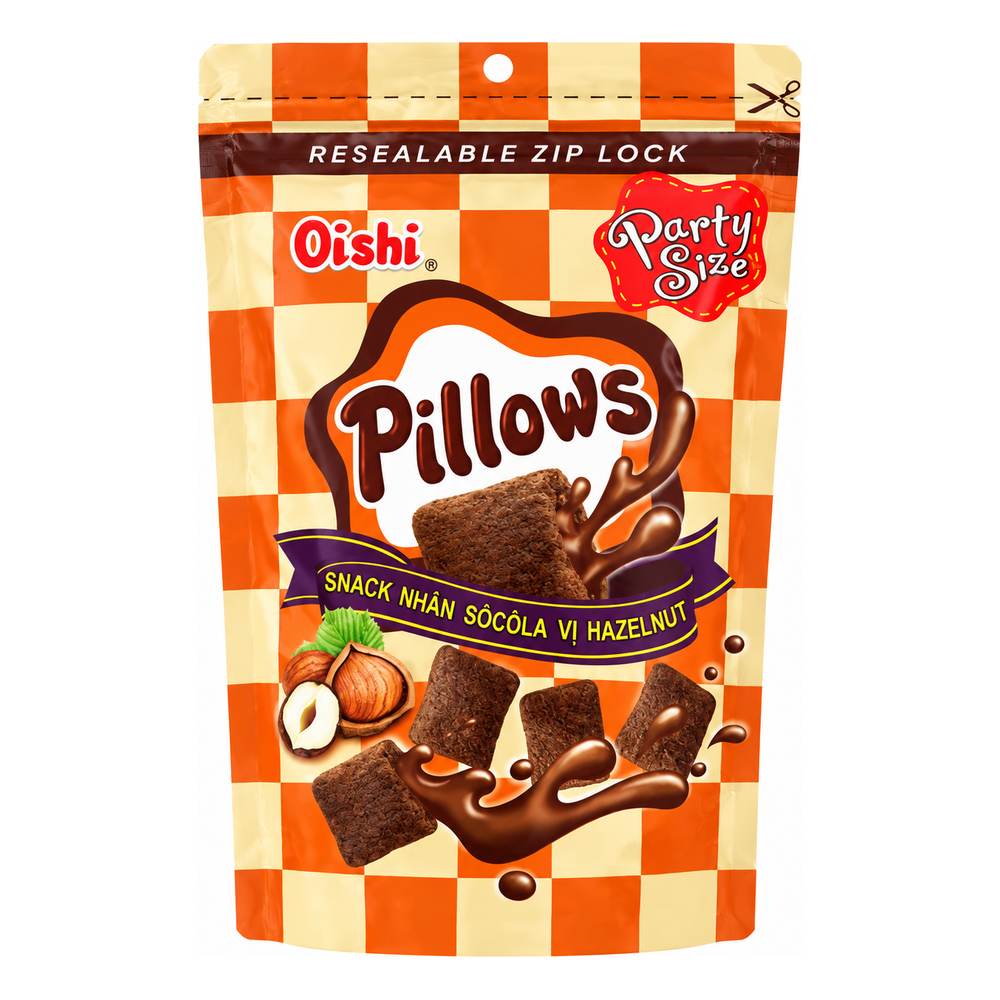 Snack OISHI Pillows nhân sô cô la vị halzenut gói 80g/20