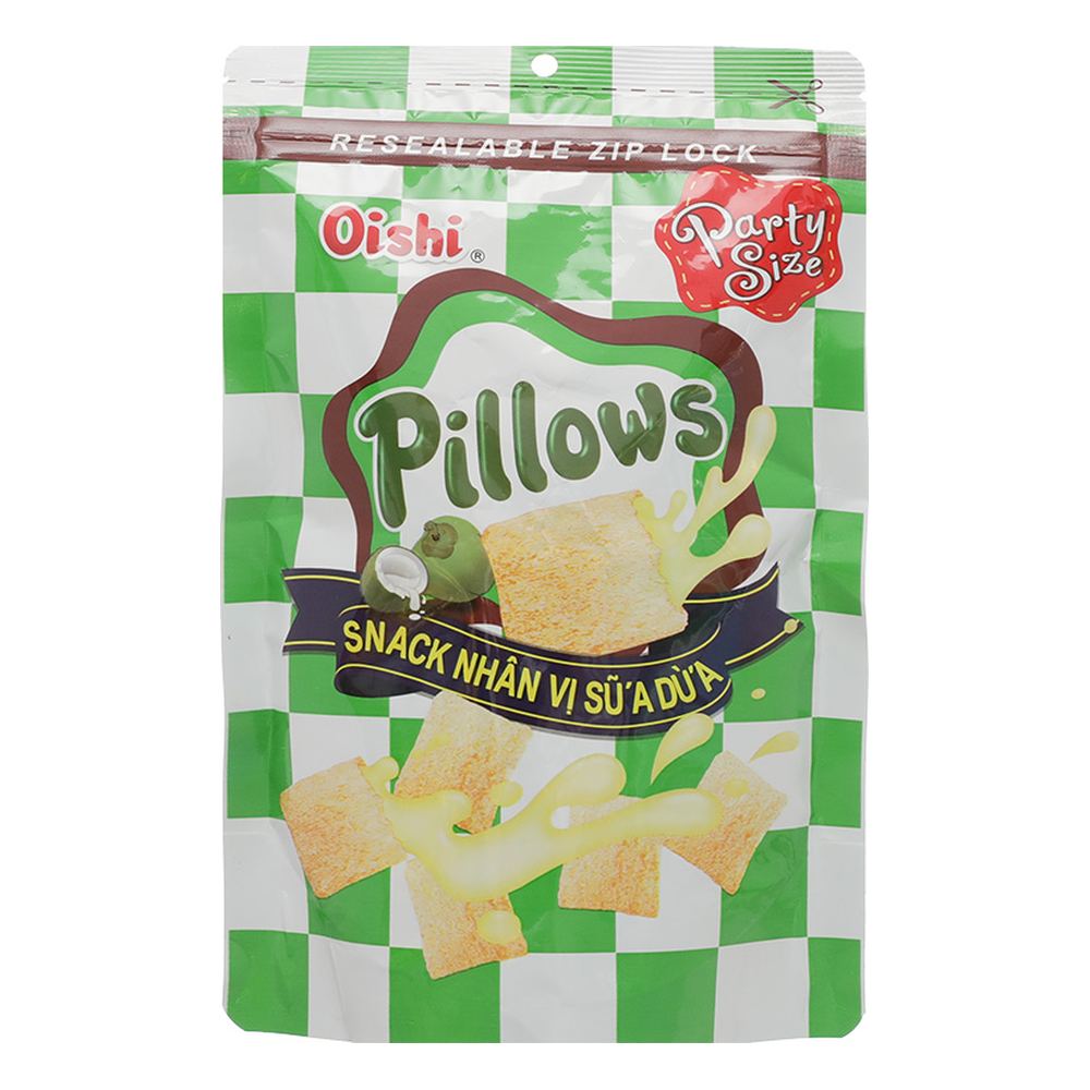 Snack OISHI Pillows nhân vị sữa dừa gói 80g/20