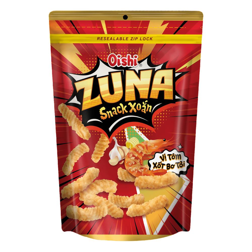 Snack xoắn oishi Zuna tôm xốt bơ tỏi 65g /20