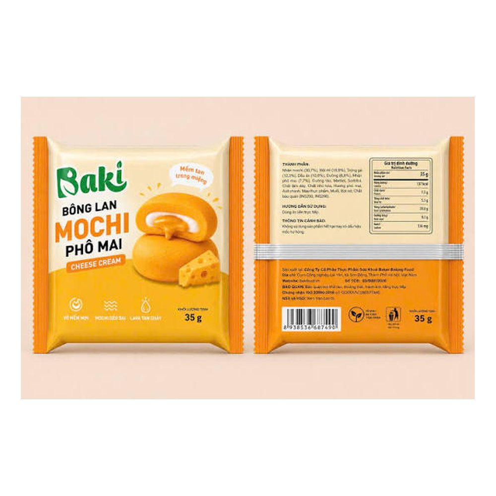 Bánh bông lan mochi phô mai Baki 35gr