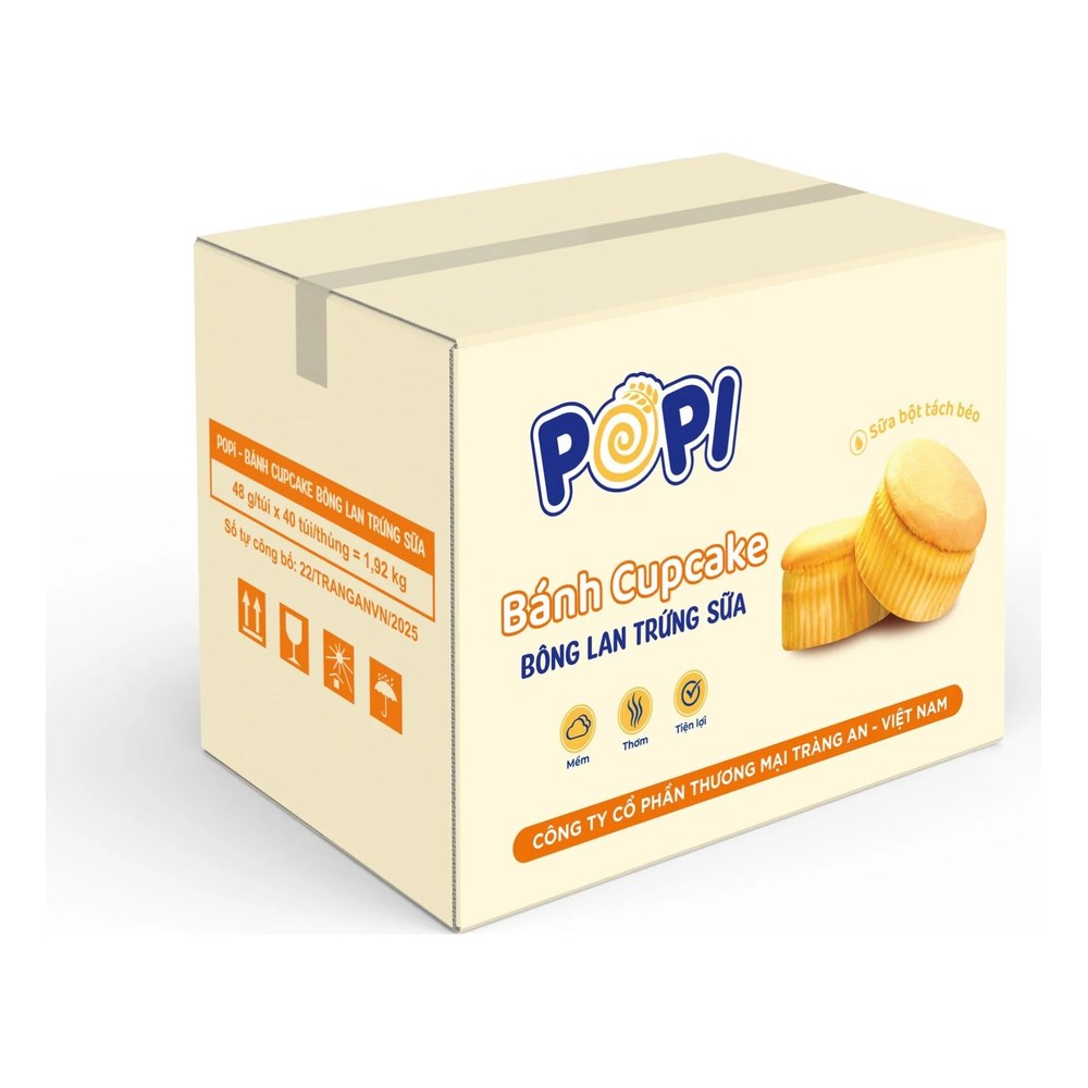 Popi Bánh cupcake bông lan trứng sữa 48gr/40