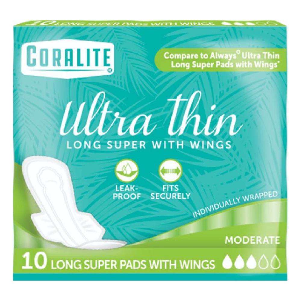 Băng vệ sinh  Coralite Ultra Thin siêu mỏng có cánh dài 10 miếng X28 cm/24gói