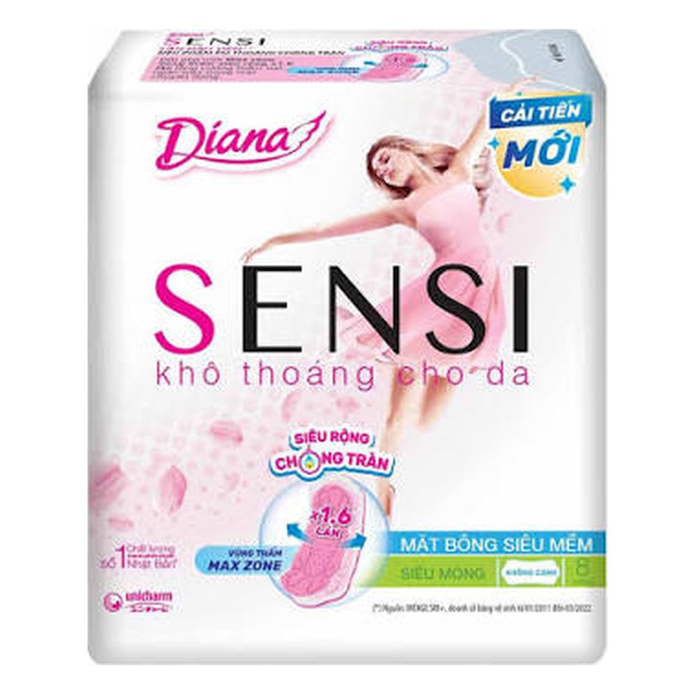 Băng vệ sinh Diana sensi CF Seasonal siêu mỏng không cánh 8