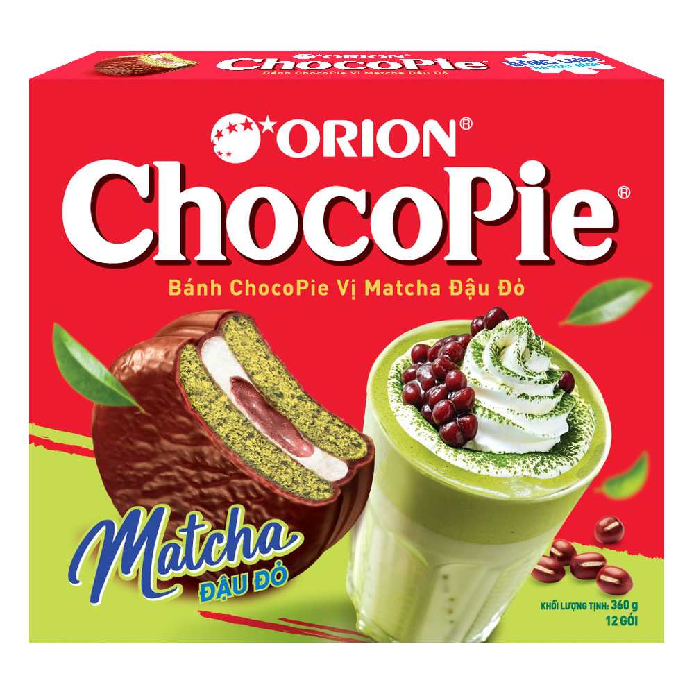 Bánh Chocopie vị matcha đậu đỏ 360gr (12 gói*30gr)/8
