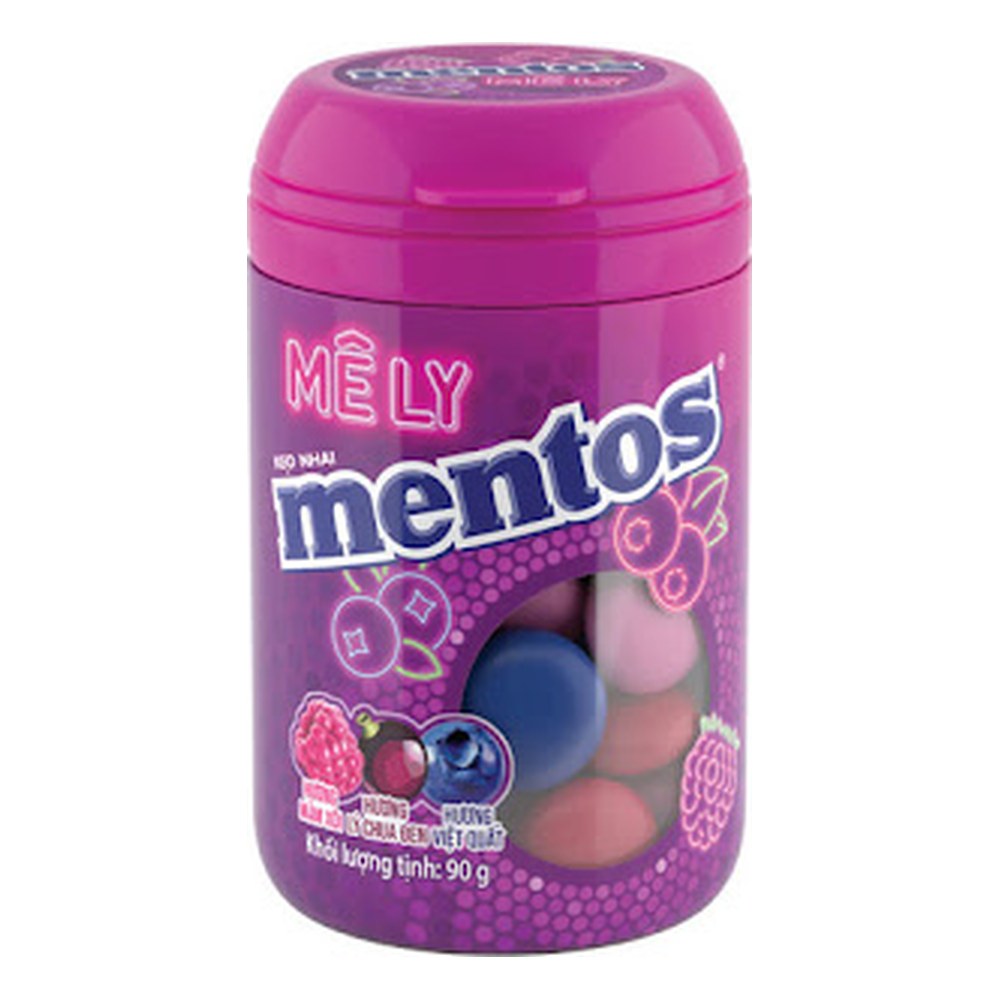 Kẹo Mentos Mê Ly hương quả mọng lọ 90gr/48