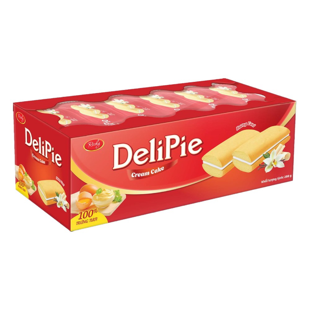 Bánh DeliPie hương vani khay 288gr/12.