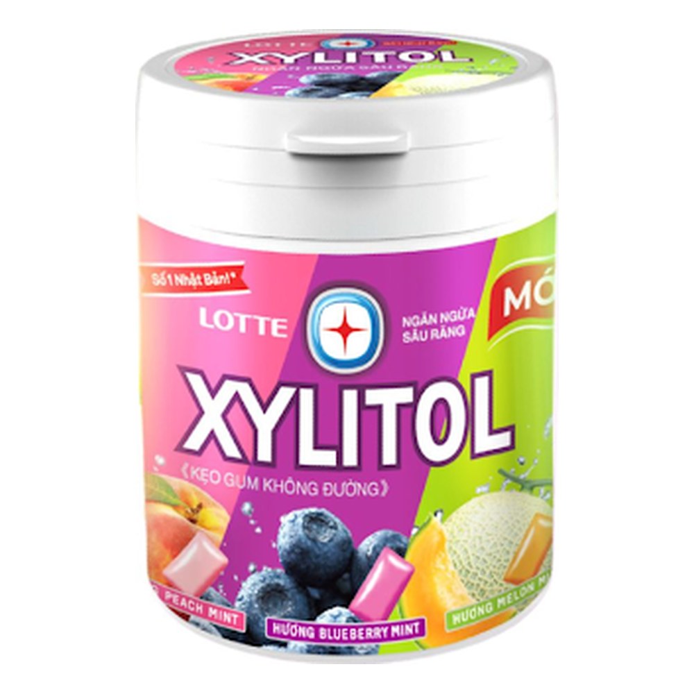 Kẹo Lotte Xylitol hương trái cây hỗn hợp 130.5gr/6 lọ