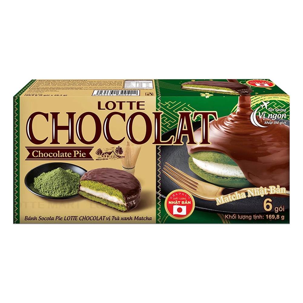 Bánh Lotte Chocolat Pie vị trà xanh 169,8gr/16