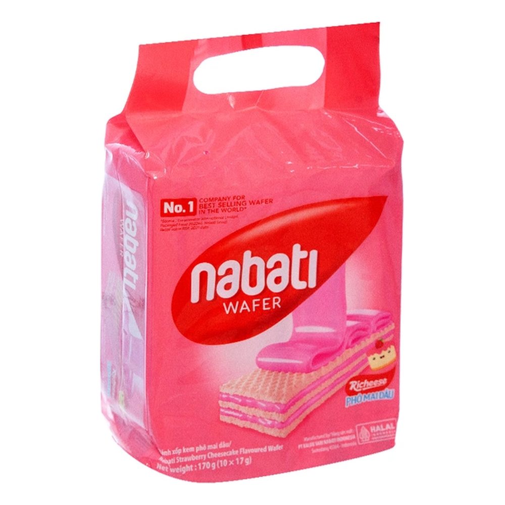 Bánh xốp Nabati kem phô mai dâu 170gr (17gr*10gói)/12