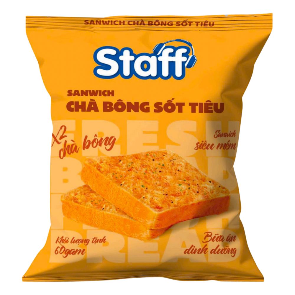 Bánh sandwich Staff chà bông sốt tiêu 60gr/40