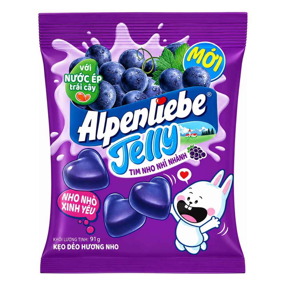 Kẹo dẻo Alpenliebe Jelly tim nho nhí nhảnh 91gr/30