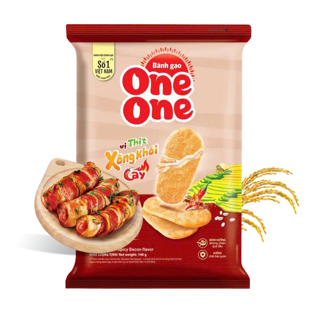 Bánh gạo One One vị thịt xông khói cay 140gr
