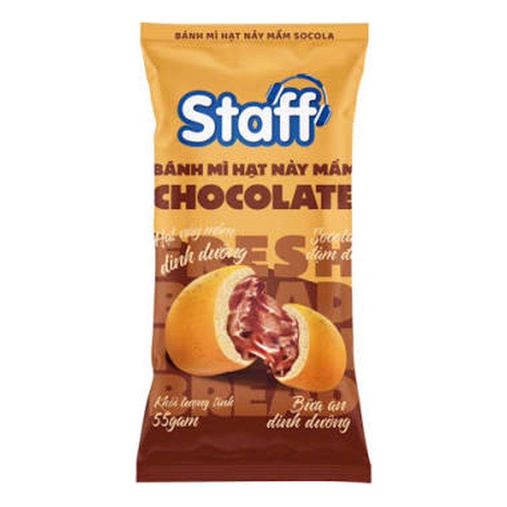 Bánh mì Staff hạt nẩy mầm socola 55gr/60