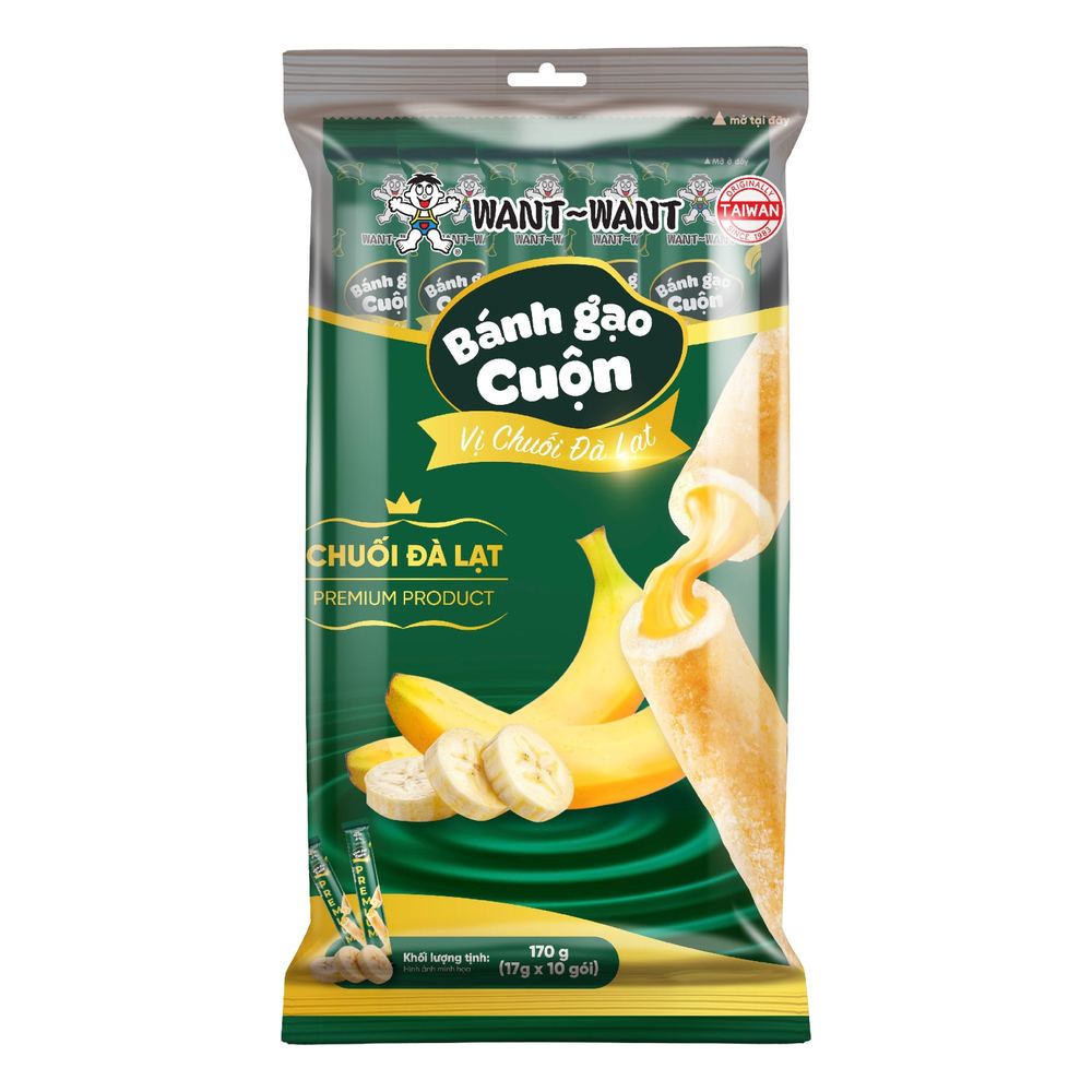 Bánh gạo Want Want cuộn chuối Đà Lạt 180gr/24