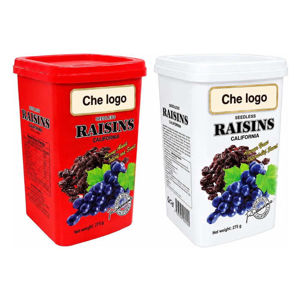 Nho khô đen Raisins hộp  nhựa ( đỏ, trắng) 275g/24