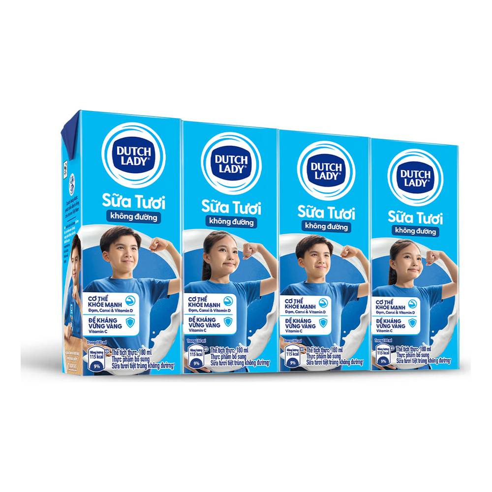 Sữa tiệt trùng Dutch Lady k đường 180mlx4