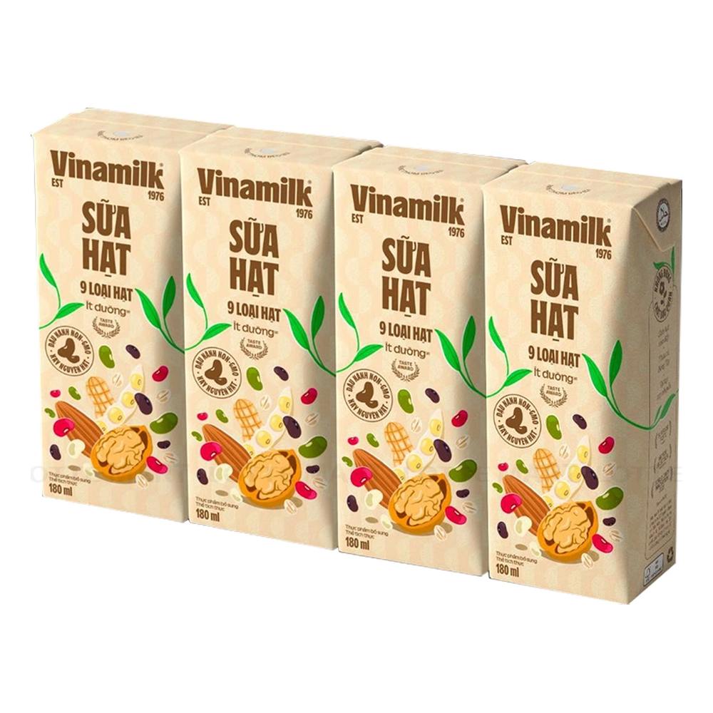 Sữa hạt Vinamilk 9 loại hạt k đường 180ml*4/6