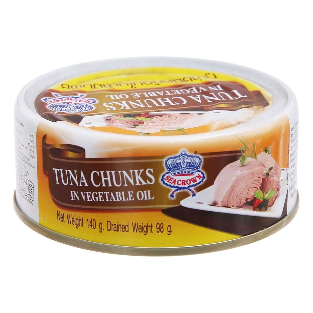 Cá ngừ xắt khúc ngâm dầu thực vật Seacrown 140gr/48