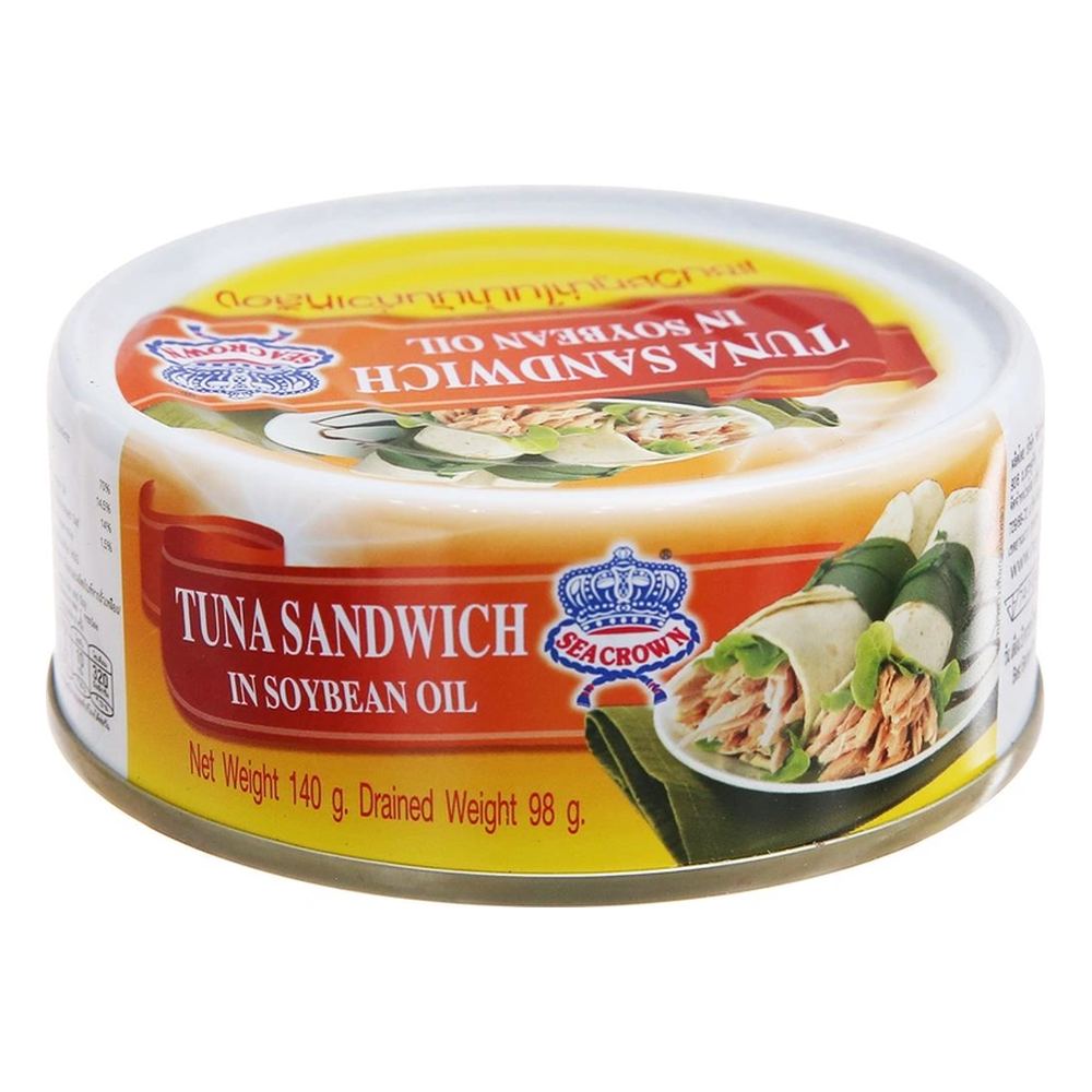 Cá ngừ xắt lát ngâm dầu đậu nành Seacrown 140gr/48