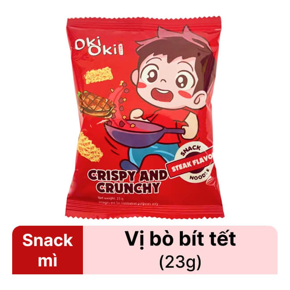 Snack mì giòn Oki Oki vị bò bít tết 23gr