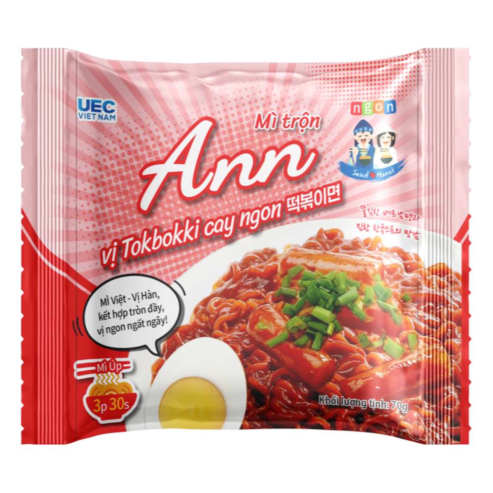 Mì trộn Ann vị tokbokki cay ngon 70gr/30