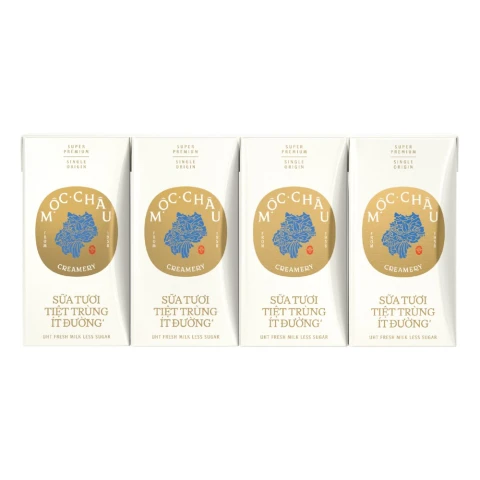 Sữa tươi tiệt trùng Mộc Châu Creamery ít đường 4*110ml/12
