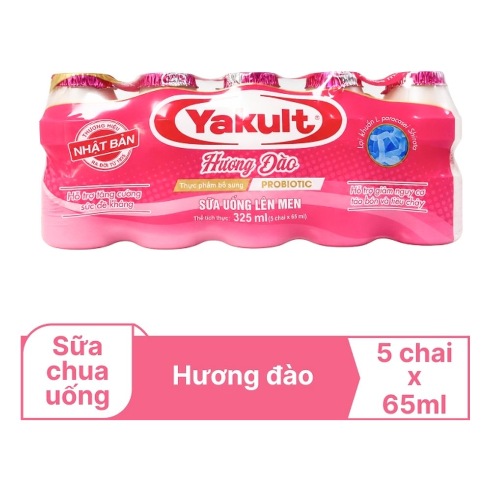 Sữa uống len men Yakult hương đào 5x65ml