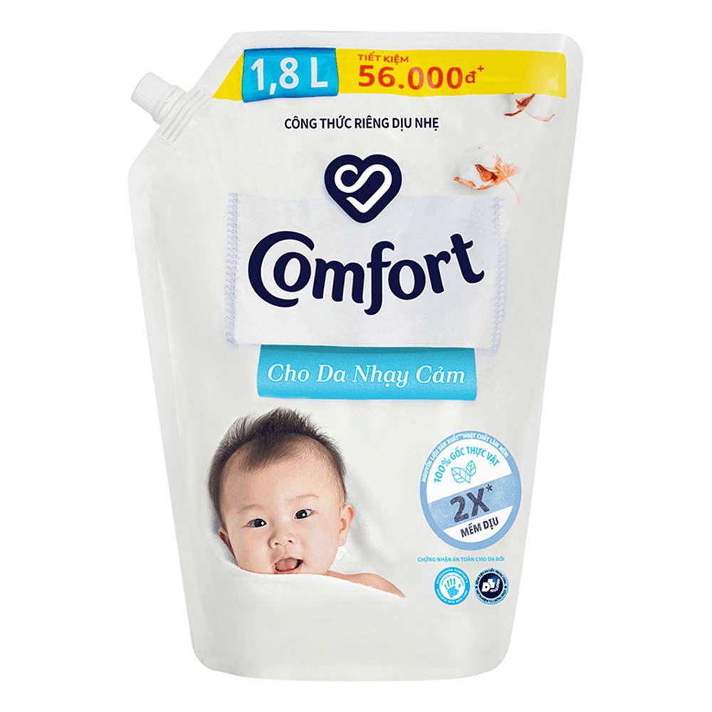 Nước xả vải trẻ em Comfort dịu nhẹ thơm hương phấn túi  1.7L
