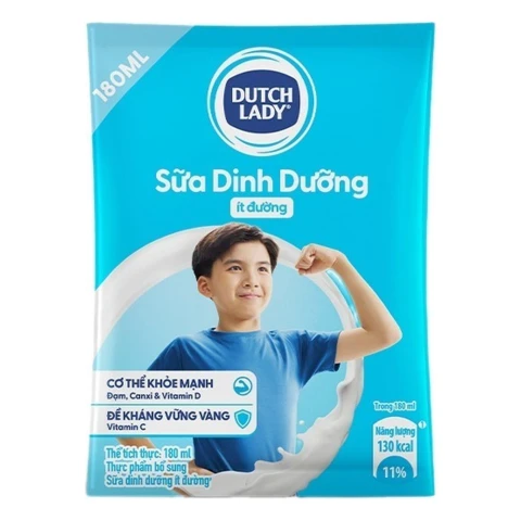 Sữa dinh dưỡng Dutch Lady ít đường bịch 180ml/24