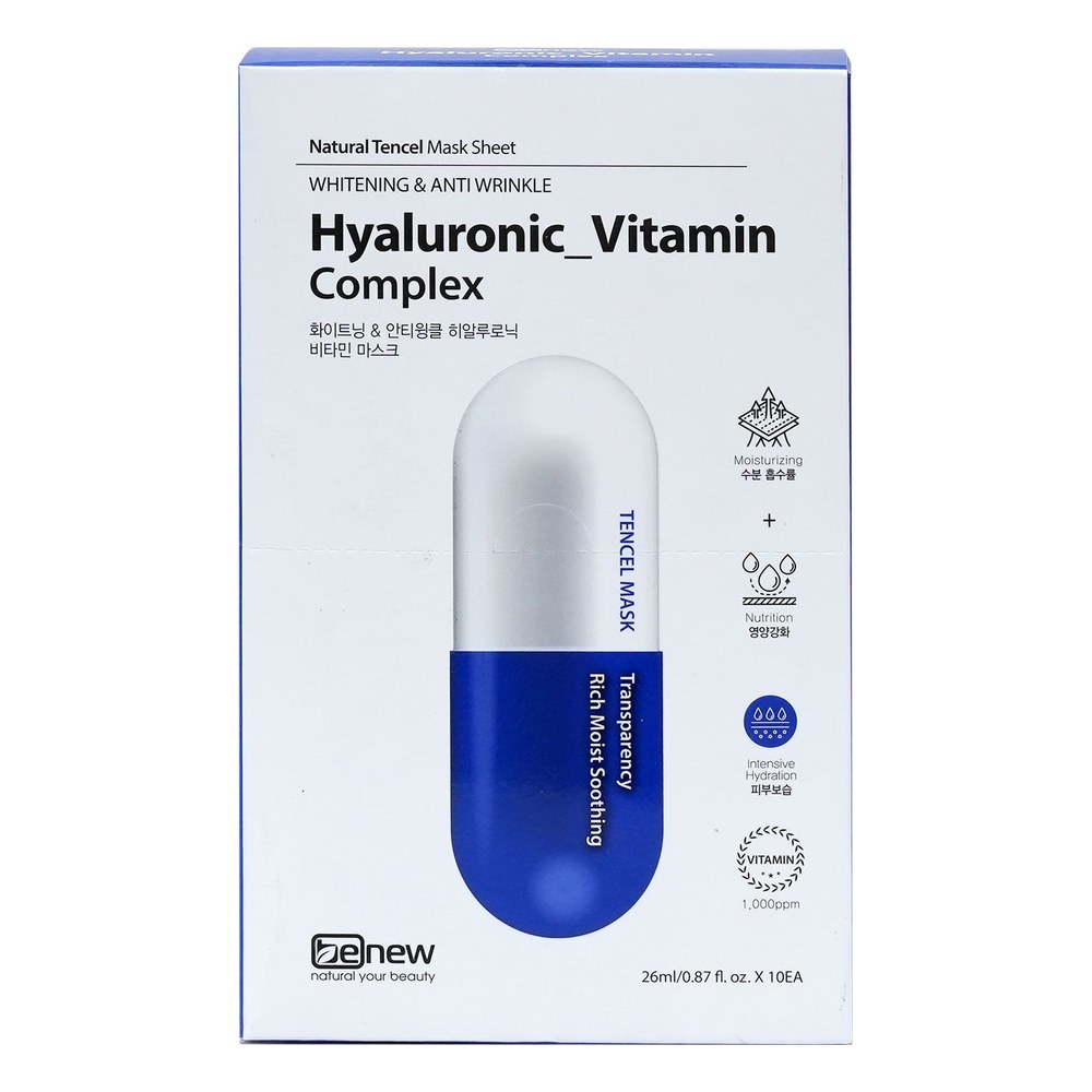Đắp mặt nạ BENEW Whitening & Anti Wrinkle_ Hyaluronic Vitamin Mask Pack 26ml 2+1KM