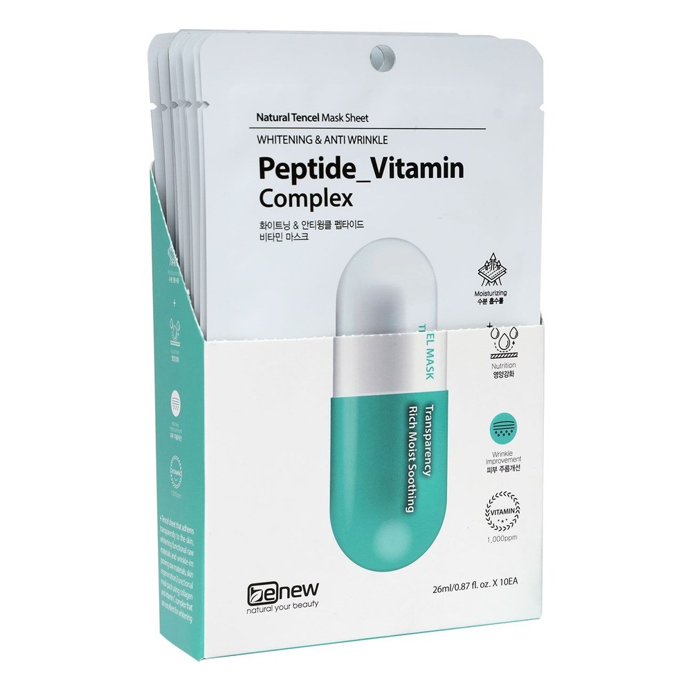 Đắp mặt nạ BENEW Whitening & Anti Wrinkle_ Peptide Vitamin Mask Pack 26ml 2+1KM