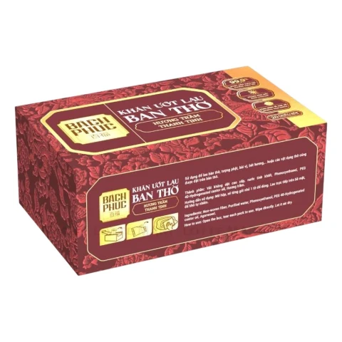 Hộp 20 chiếc khăn ướt lau ban thờ Bách Phúc hương trầm /20