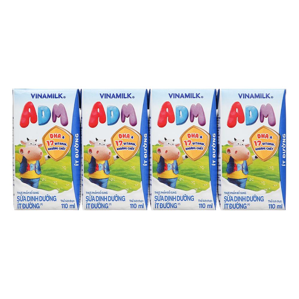Sữa dinh dưỡng ít đường VNM ADM 110ml*4
