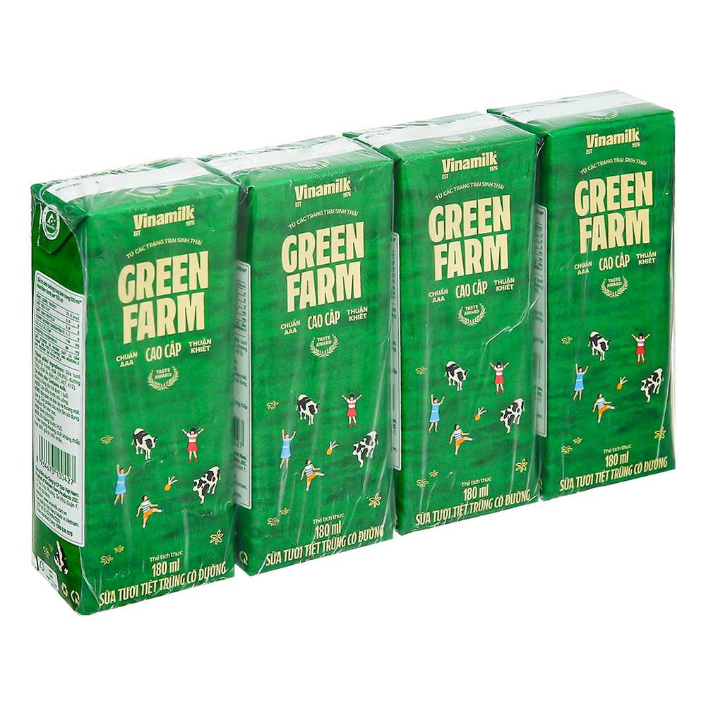 Sữa tươi nguyên chất Vinamilk Green Farm Organic vỉ 4*180ml