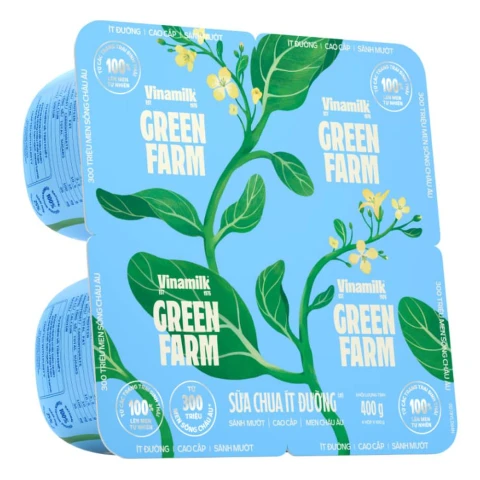 Sữa chua ăn Vinamilk Green Farm  ít đường vỉ 4*100gr
