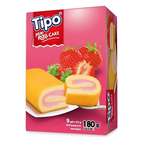 Bánh Tipo cuộn kem dâu 180gr