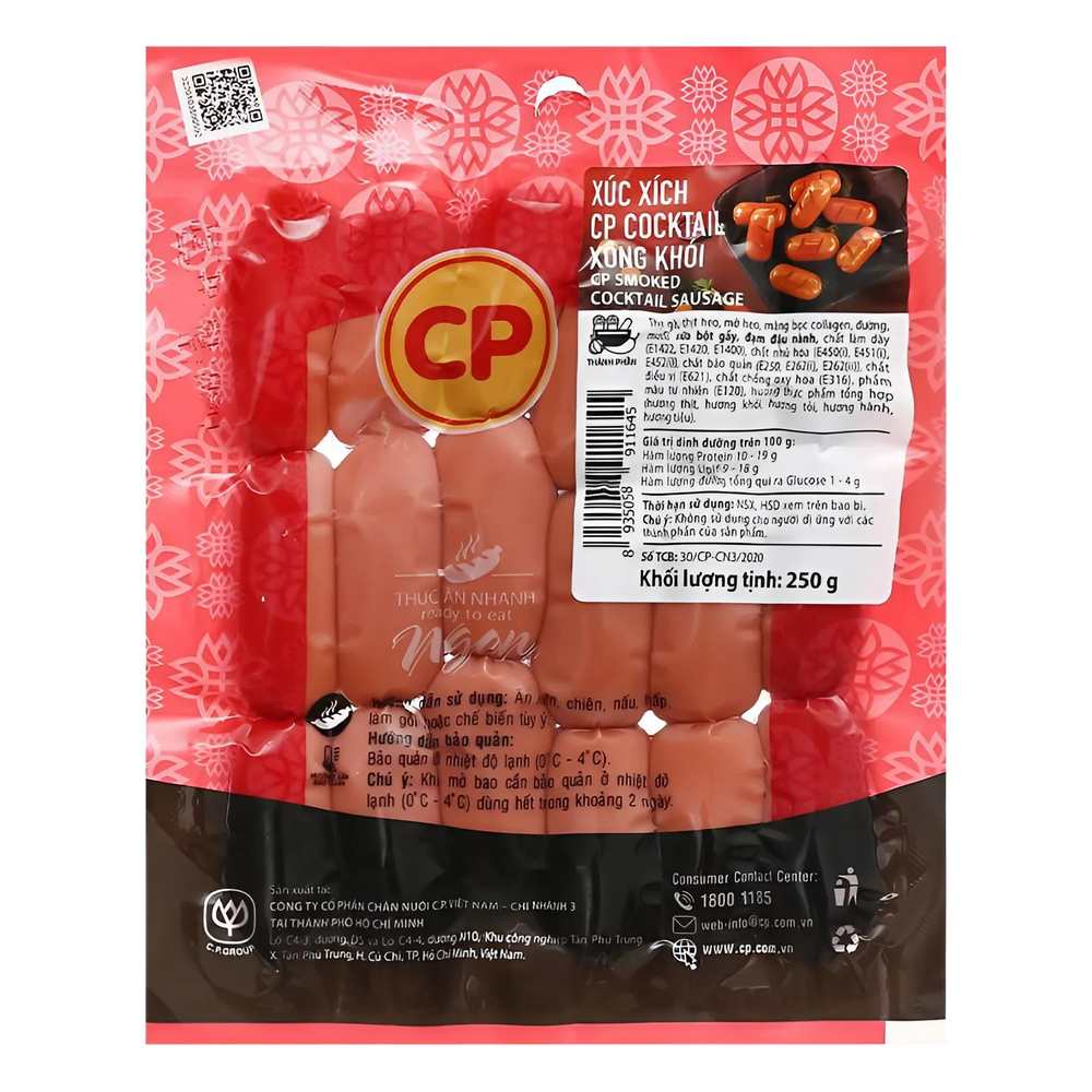 Xúc xích Cocktail CP xông khói 250gr