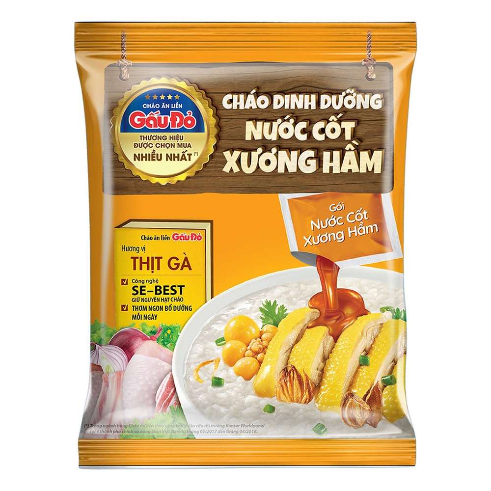 Cháo dinh dưỡng Gấu Đỏ nước cốt xương hầm thịt gà 57gr