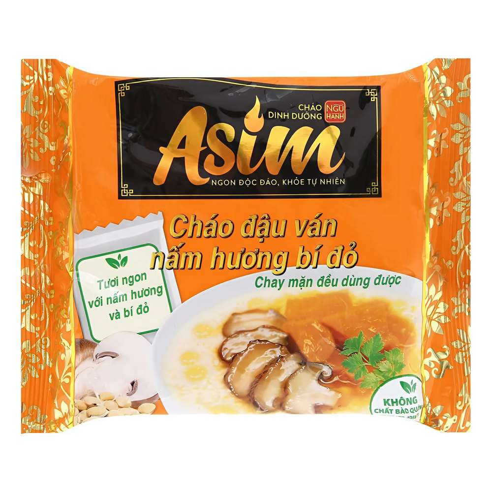 Cháo dinh dưỡng Asim đậu ván nấm hương bí đỏ 74gr
