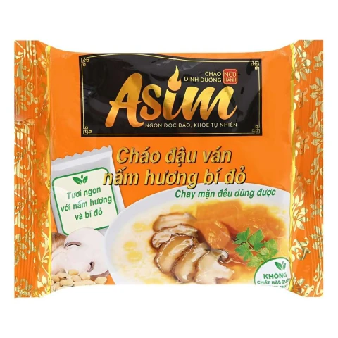 Cháo dinh dưỡng Asim đậu ván nấm hương bí đỏ 74gr