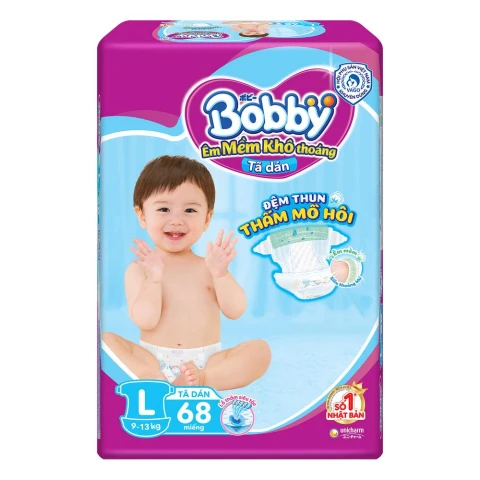 Tã bỉm dán  Bobby  siêu mỏng L68