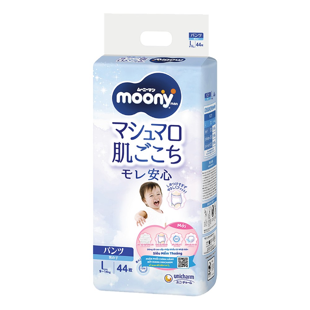 Tã bỉm quần Moony boy xanh  L44
